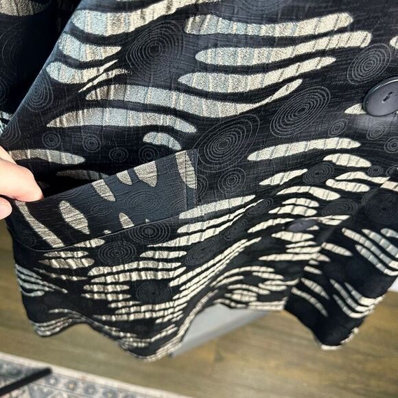 Damee Inc Textured Button Jacket Black Mandarin Collar A-line Lagenlook Size M - Picture 9 of 10